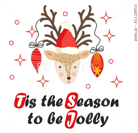 Deer with Christmas balls on the horns....のイラスト素材 [81128953] - PIXTA