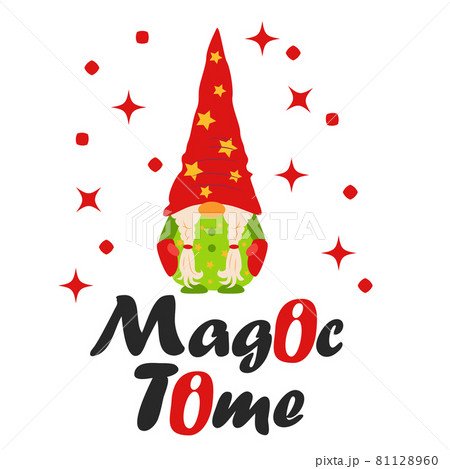 Christmas card with gnomes, Flat design. Card for winter holidays. 81128960