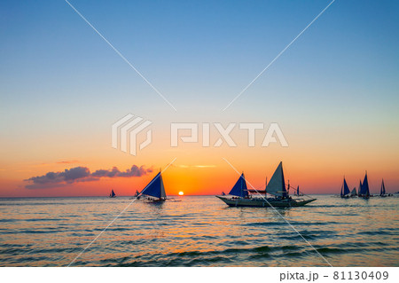 Boat at Boracay island beach, Philiphines Boat at Boracay island beach, Philiphines 81130409