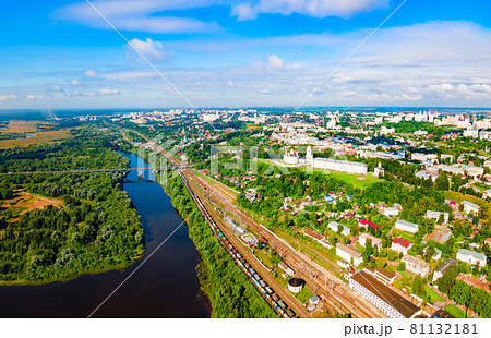 Vladimir city aerial panoramic view, Russia 81132181