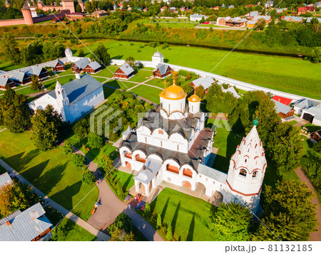 Intercession Pokrovsky Monastery aerial view, Suzdal Intercession Pokrovsky Monastery aerial view, Suzdal 81132185