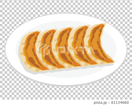 白い皿に乗っている餃子 81134660