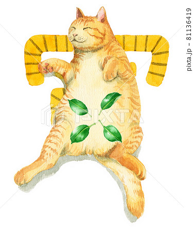 アナログ水彩トラ猫による寅の絵文字のイラスト素材