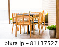 Simple table and chair set in a restaurant 81137527