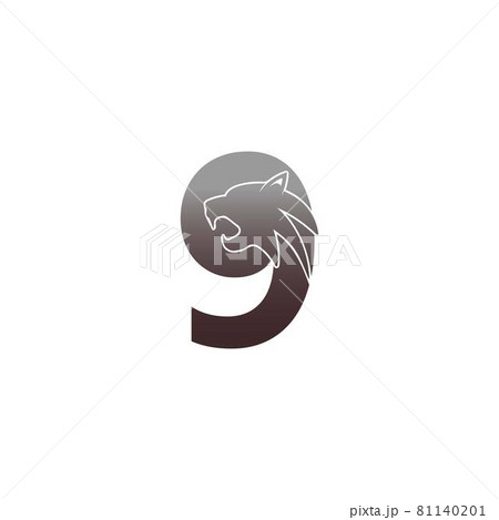 Number 9 with panther head icon logo vector Number 9 with panther head icon logo vector 81140201