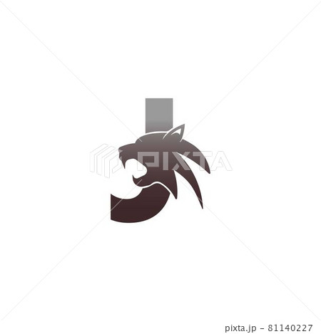 Letter J with panther head icon logo vector 81140227