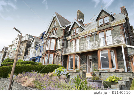 Keswick, English Lake District, U.K. 28 July, 2021. Beautiful town centre in Keswick, english buidings and hotels. Most popular place to visit in U.K Keswick, English Lake District, U.K. 28 July, 2021. Beautiful town centre in Keswick, english buidings and hotels. Most popular place to visit in U.K 81140510