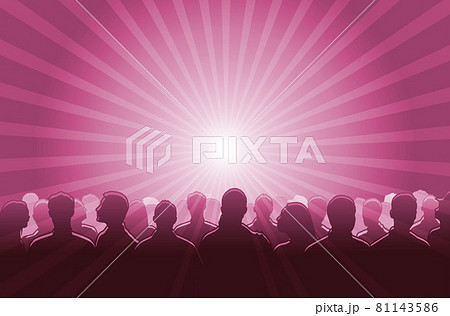 群衆・人々の集まり/ コンサート・ライブ (逆光・シルエット) ベクターバナーイラスト (ピンク) 群衆・人々の集まり/ コンサート・ライブ (逆光・シルエット) ベクターバナーイラスト (ピンク) 81143586