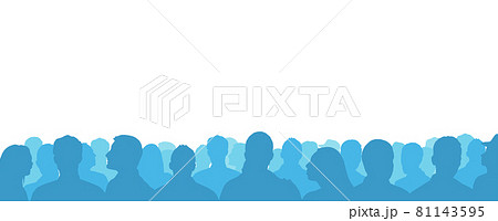 群衆 人々の集まり シルエット ベクターイラスト 青 のイラスト素材