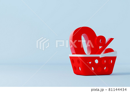 Red shopping cart and zero percent symbol inside the cart Red shopping cart and zero percent symbol inside the cart 81144434