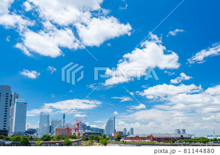 夏雲とみなとみらい、夏の横浜港、真夏のヨコハマ 夏雲とみなとみらい、夏の横浜港、真夏のヨコハマ 81144880