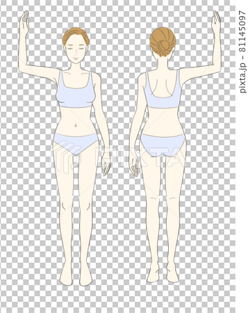 女性の全身イラスト手をあげるポーズ下着のイラスト素材 女性の全身イラスト手をあげるポーズ下着のイラスト素材