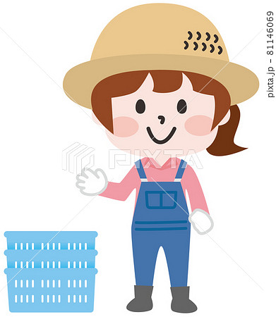 二頭身 農家の女性のイラスト素材