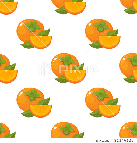 Seamless pattern with fresh bright persimmon fruit isolated on white background. Summer fruits for healthy lifestyle. Organic fruit. Cartoon style. Vector illustration for any design. Seamless pattern with fresh bright persimmon fruit isolated on white background. Summer fruits for healthy lifestyle. Organic fruit. Cartoon style. Vector illustration for any design. 81146126