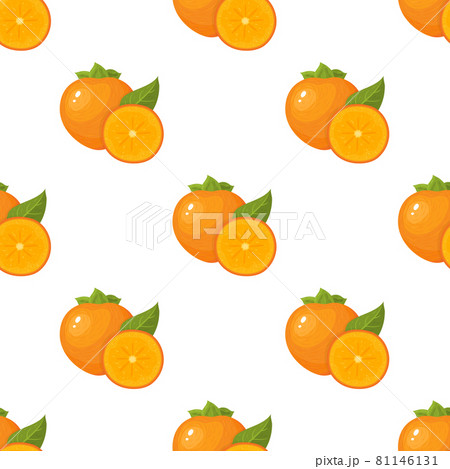 Seamless pattern with fresh bright persimmon fruit isolated on white background. Summer fruits for healthy lifestyle. Organic fruit. Cartoon style. Vector illustration for any design. Seamless pattern with fresh bright persimmon fruit isolated on white background. Summer fruits for healthy lifestyle. Organic fruit. Cartoon style. Vector illustration for any design. 81146131