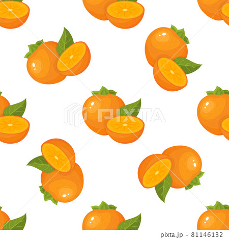 Seamless pattern with fresh bright persimmon fruit isolated on white background. Summer fruits for healthy lifestyle. Organic fruit. Cartoon style. Vector illustration for any design. Seamless pattern with fresh bright persimmon fruit isolated on white background. Summer fruits for healthy lifestyle. Organic fruit. Cartoon style. Vector illustration for any design. 81146132