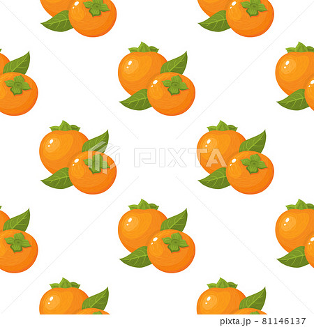 Seamless pattern with fresh bright persimmon fruit isolated on white background. Summer fruits for healthy lifestyle. Organic fruit. Cartoon style. Vector illustration for any design. Seamless pattern with fresh bright persimmon fruit isolated on white background. Summer fruits for healthy lifestyle. Organic fruit. Cartoon style. Vector illustration for any design. 81146137