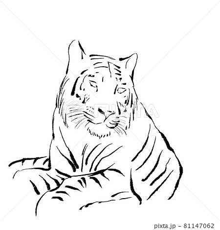 水墨画風の虎 手描き のイラスト素材