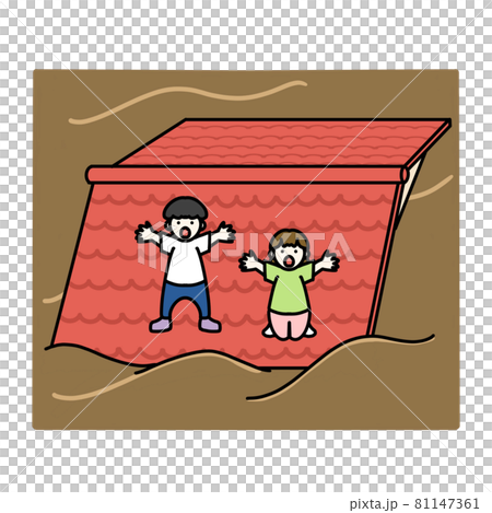 A person waiting for rescue on the roof 81147361