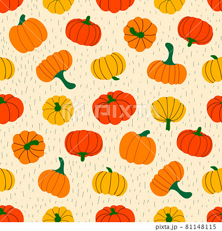 pattern of ripe pumpkins and stripes on a beige background. vector illustration pattern of ripe pumpkins and stripes on a beige background. vector illustration 81148115