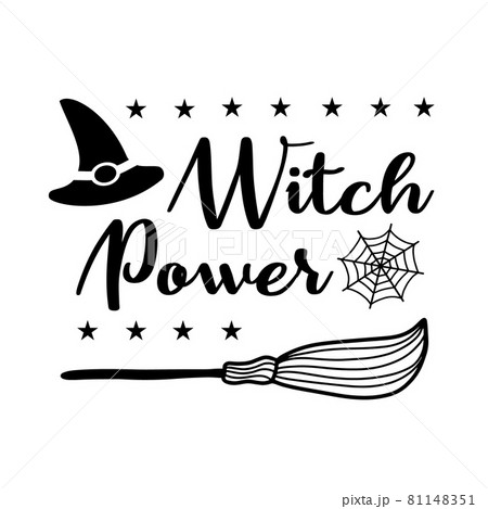 Stylish inscription with witch hat for Halloween 81148351
