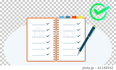 Checklist notebook notebook pen - Stock Illustration [81148542] - PIXTA