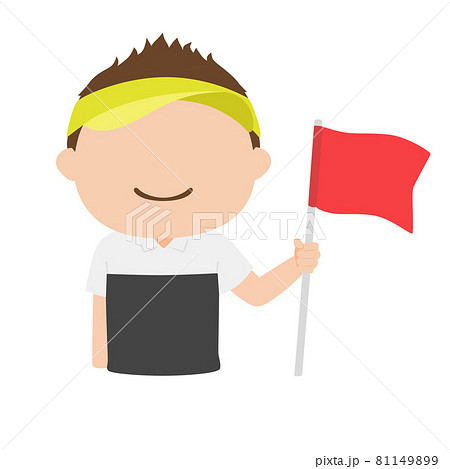 ゴルフのイラスト 旗を持ってる若い男性 のイラスト素材