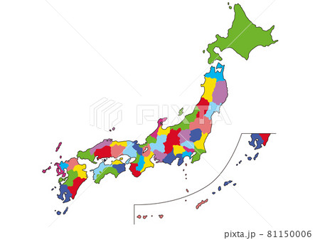 日本地図イラスト 県名 線なし Pkmlのイラスト素材