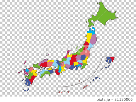 Map of Japan Illustration_Prefecture name / No line_pkml Map of Japan Illustration_Prefecture name / No line_pkml 81150006