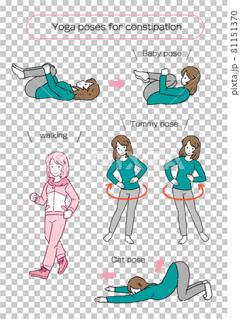 便秘に効くヨガポーズのイラストまとめ(英語版) 便秘に効くヨガポーズのイラストまとめ(英語版) 81151370