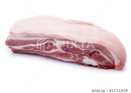 Pork belly on a white background Pork belly on a white background 81151859