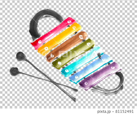 用水墨畫技術繪製的木琴玩具 81152491