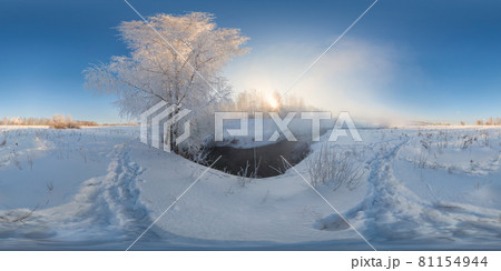 winter morning fog spherical panorama winter morning fog spherical panorama 81154944