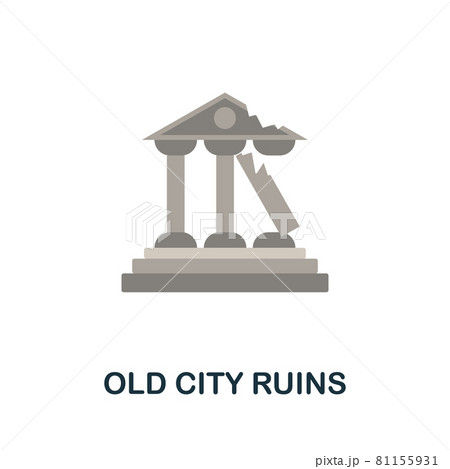 Old City Ruins flat icon. Colored sign from excursions collection. Creative Old City Ruins icon illustration for web design, infographics and more 81155931
