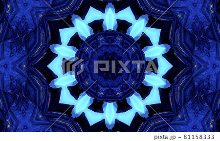 lower gzhel deco round mandala design decorative elements indigo, blue line and white area for coloring. shadow around of mandala and color background. arab, islam, indian, chinese yoga illustration 81158333