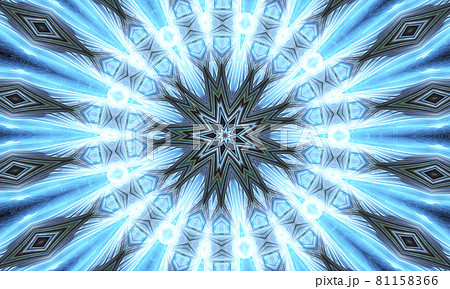 Sixth Sense. Psychic medium kaleidoscope. Abstract background with kaleidoscopic forms, trance and meditation concept. Acrylic bright paints forming round mandala pattern with a variety of shapes 81158366