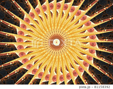 trippy spiral kaleidoscope shape, very perfect for batik pattern, bohemian, wall art, mirror frame, backdrop, carpet design, tapestry 81158392