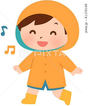 レインコートを着た男の子のイラスト素材