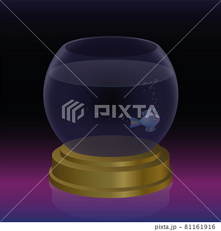 Fishbowl with one poor little fish, symbol for loneliness, isolation, imprisonment, sadness, depression, boredom or hopelessness. Vector illustration. 81161916