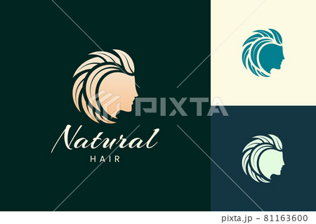Hairdresser logo with head and leaf hair for salon and beauty brand Hairdresser logo with head and leaf hair for salon and beauty brand 81163600
