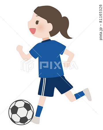 サッカーをする女の子のイラスト素材