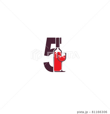Number 5 with wine bottle icon logo vector Number 5 with wine bottle icon logo vector 81166306