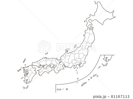 日本地図イラスト_県名なし_境界線あり_wh 81167113