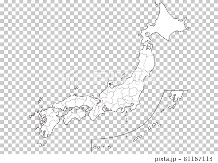 日本地図イラスト_県名なし_境界線あり_wh 81167113