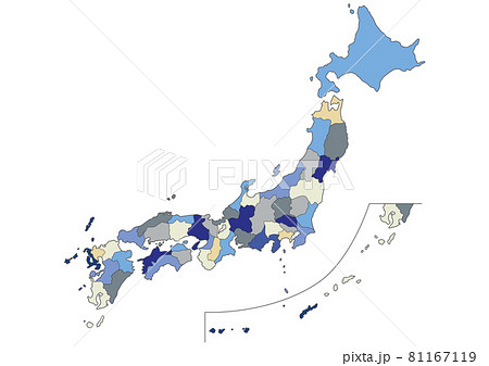 日本地図イラスト 県名なし 県境界線あり Bumlのイラスト素材