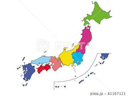 日本地図イラスト 県名なし 境界線あり Pkmlのイラスト素材