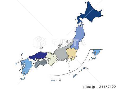 日本地図イラスト 県名なし 境界線あり Bumlのイラスト素材