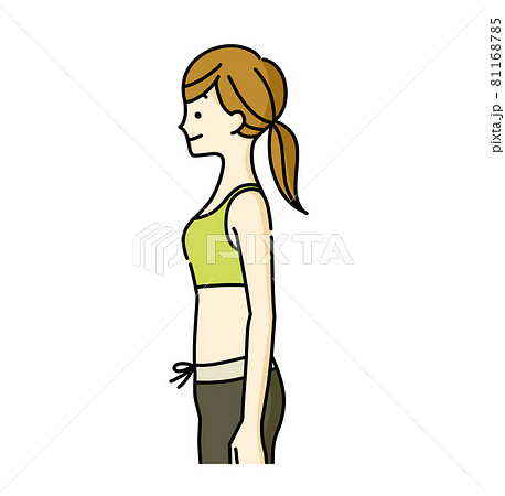 横向きのスポーツウェアを着ている女性のイラスト素材