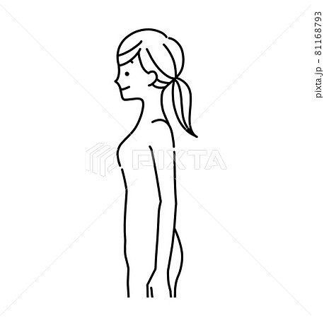 横向きの女性の身体 黒のイラスト素材