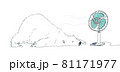夏、扇風機の風をあびるシロクマ 81171977